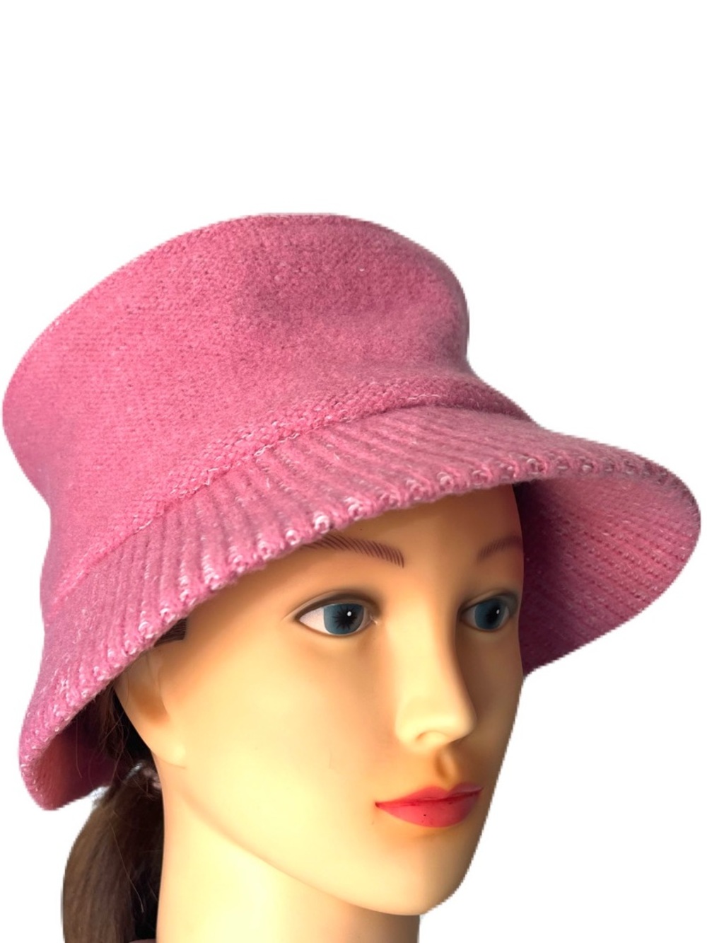 Pink Wool Knit Bucket Hat